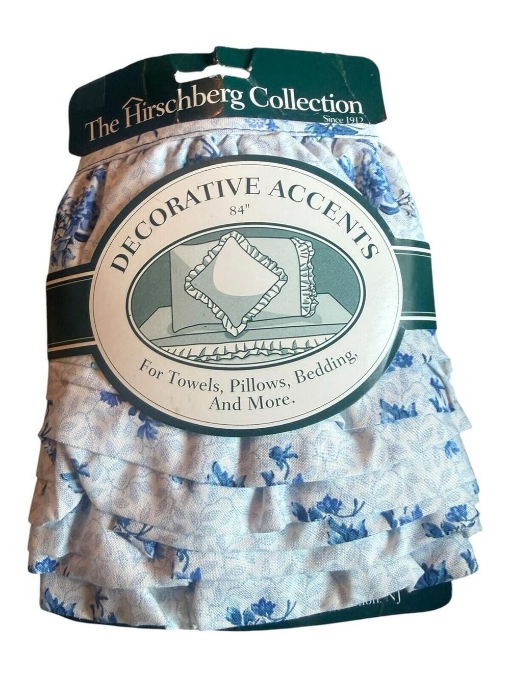 Hirschberg Collection Decorative Accents 60" Double Ruffle Blue Flowers Trim